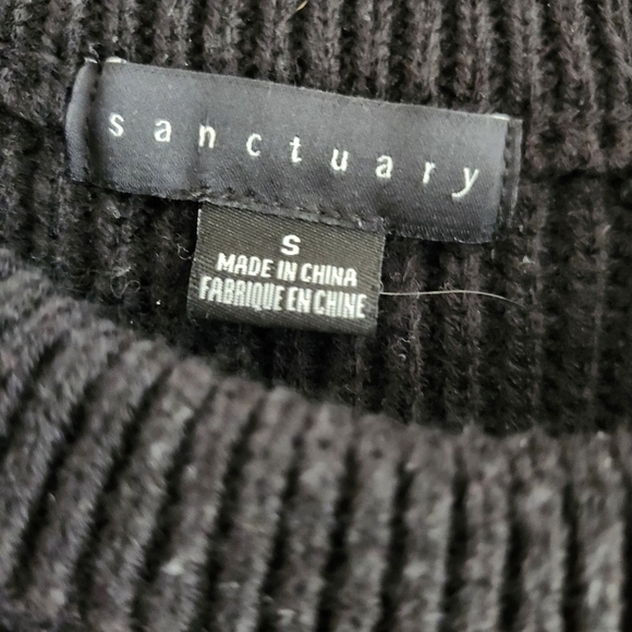Sanctuary Black Knit Vest with White Sleeves - Picture 3 of 3